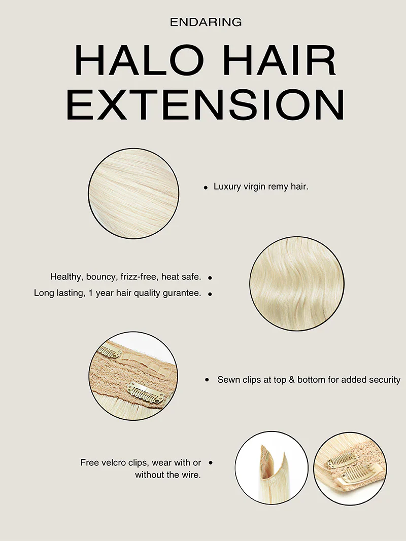 Beige Blonde Halo Hair Extensions 16'' (120g) - Image 6